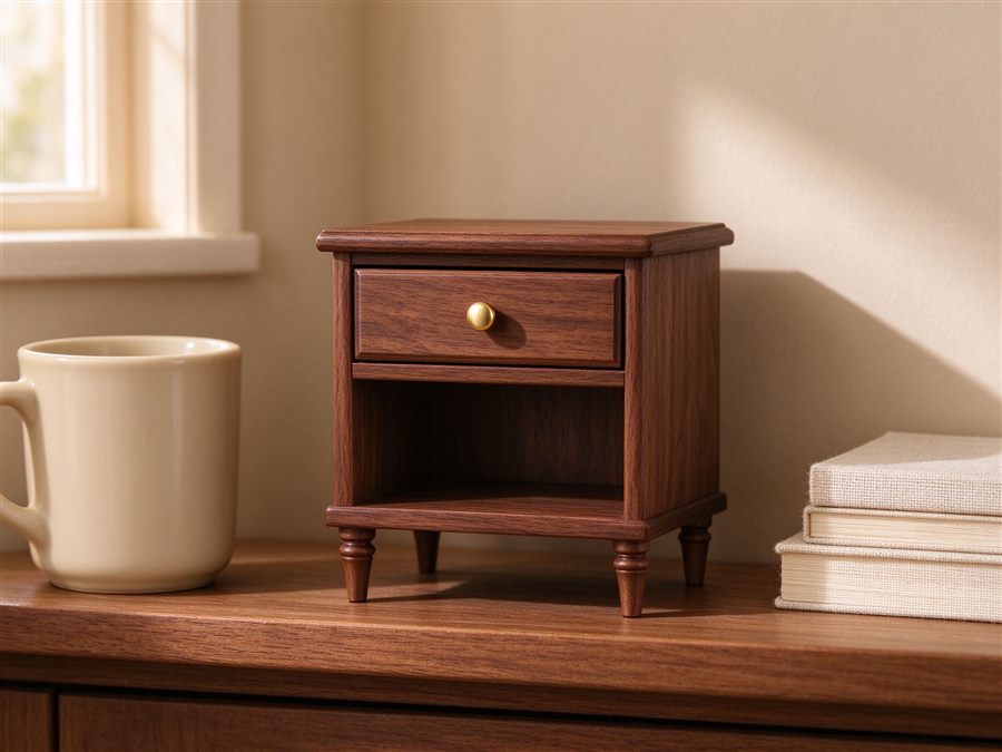 Bedside Nightstand with Drawer detail