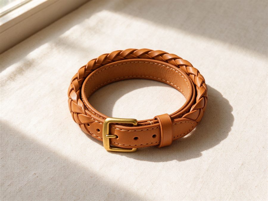 Braided Leather Wrist Strap detail