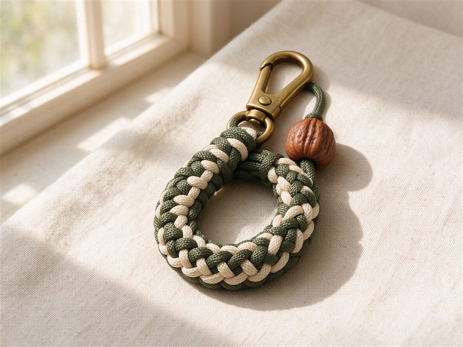 Paracord Keychain with Brass Clasp detail