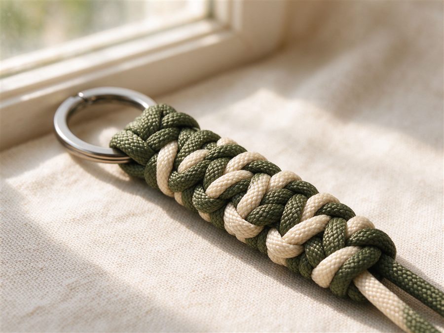 Paracord Keychain with Brass Clasp detail