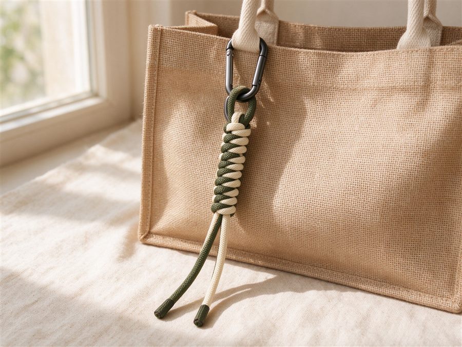 Paracord Keychain with Brass Clasp detail