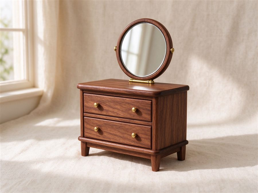 Walnut Dresser with Mirror detail
